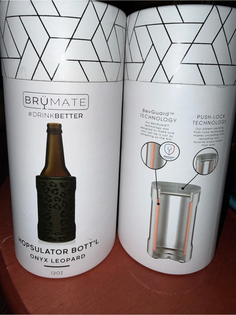 BruMate Hopsulator Bott'l 12oz Onyx Leopard Insulated Bottle Cooler NIB